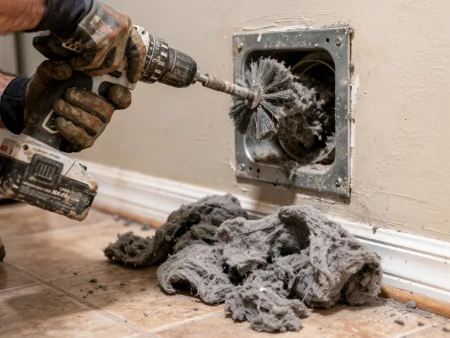 Certified Norco Dryer Vent Cleaning technician performing dryer vent cleaning in Norco